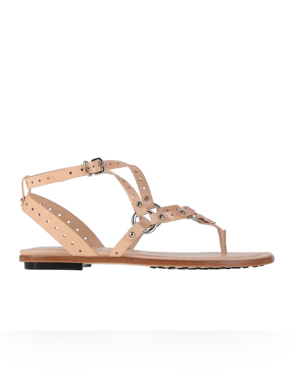 TOD’S Women's Nude Studded T-Strap Flat Sandals